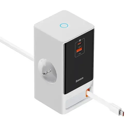 Baseus PowerCombo Digital PowerStrip 2AC+1U+1C+Retractable-C 65W with power cord