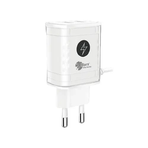 Mars Elite Series Fix Cable 12W Charger With 2 USB Ports E-8