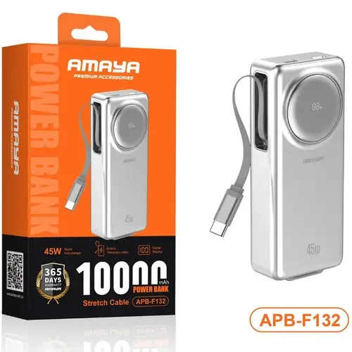 Amaya APB-F132 45W 10000mAh Power Bank With Built-in Telescopic Cable