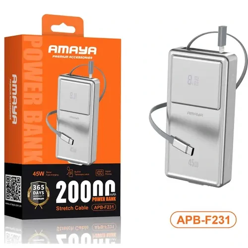 Amaya APB-F231 45W 20000mAh Power Bank With Built-in Telescopic Stretch Cable