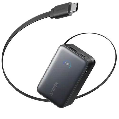 Anker Nano 10000mAh 45W Power Bank With Built-In Retractable Usb-C Cable