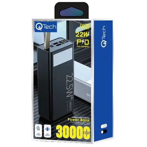 Qtech Q128 Fast Charging 22W Power Bank 30000mAh