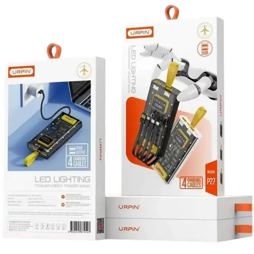 Urpin P27 Power Bank 4-Charging cables 10000mAh