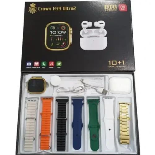 Crown H39 ultra 2 7 straps with earbuds Smart Watch