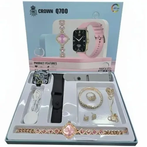 Crown Q700 Ladies Smart Watch with Jewellery Set