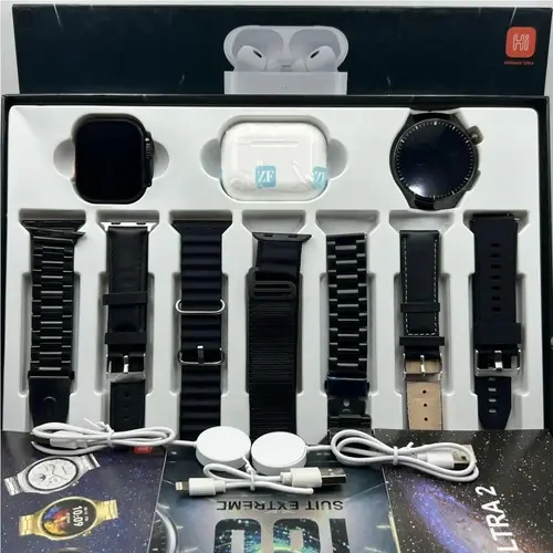 I80 Suite Double Dials 7 Straps Smart Watch With Earbuds