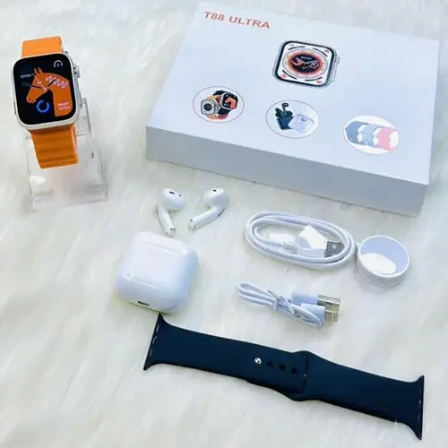 T88 Ultra Smart Watch with 2 Straps and Airpods 3