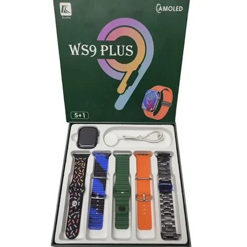 WS9 plus Smartwatch AMOLED Display With 5 Straps watch