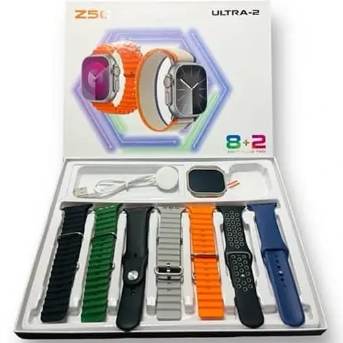 Z50 Ultra 2 Smart Watch 8+2, 7 Straps & 1 Glass Protector For Watch