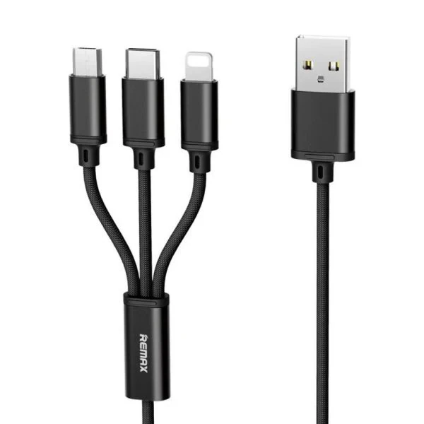 Remax 3-in-1 USB Cable for Fast Charging - Type C & Micro USB