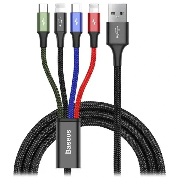 Baseus Rapid Series 4 in 1 Data Cable For Lightning x 2, Type-C, Micro USB 3.4A