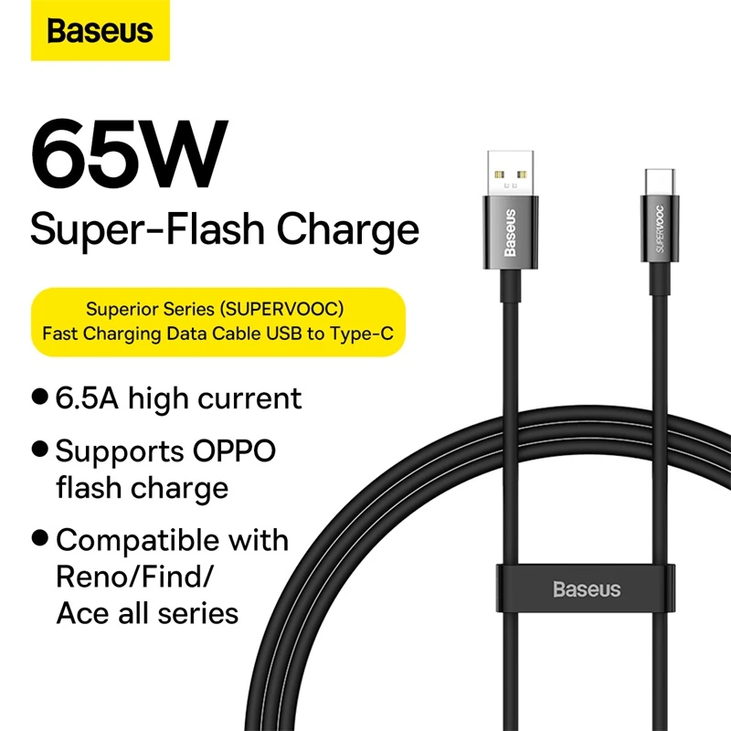 Baseus Superior Series SUPERVOOC Fast Charging Data Cable USB to Type-C 65W
