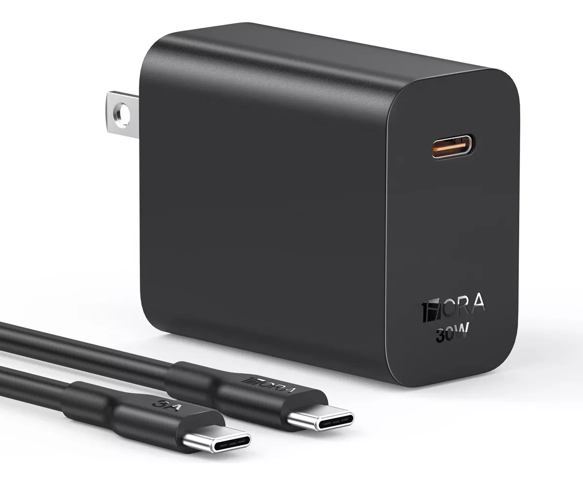 1Hora Type C Charger 30w Fast Charge with 1m C TO C cable GAR165 Black
