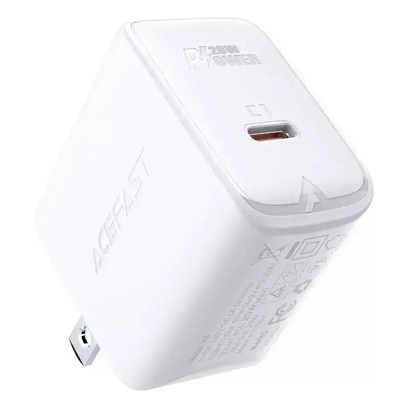 Acefast PD 3.0 20W Fast Charger Wall A3 Single USB-C White – US Plug