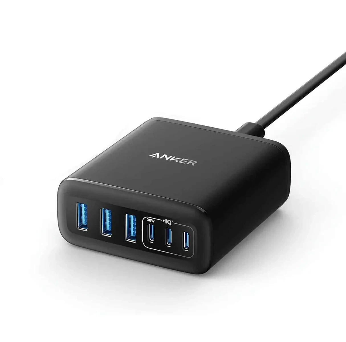 Anker Charger (112W, 6 Ports, GaN) – Black