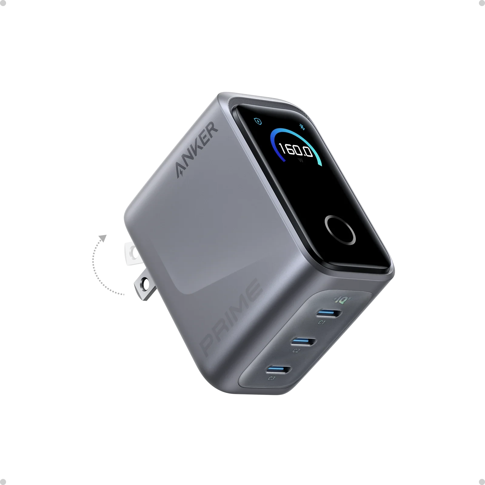 Anker Prime Charger 160W 3 Ports Smart Display – A2687