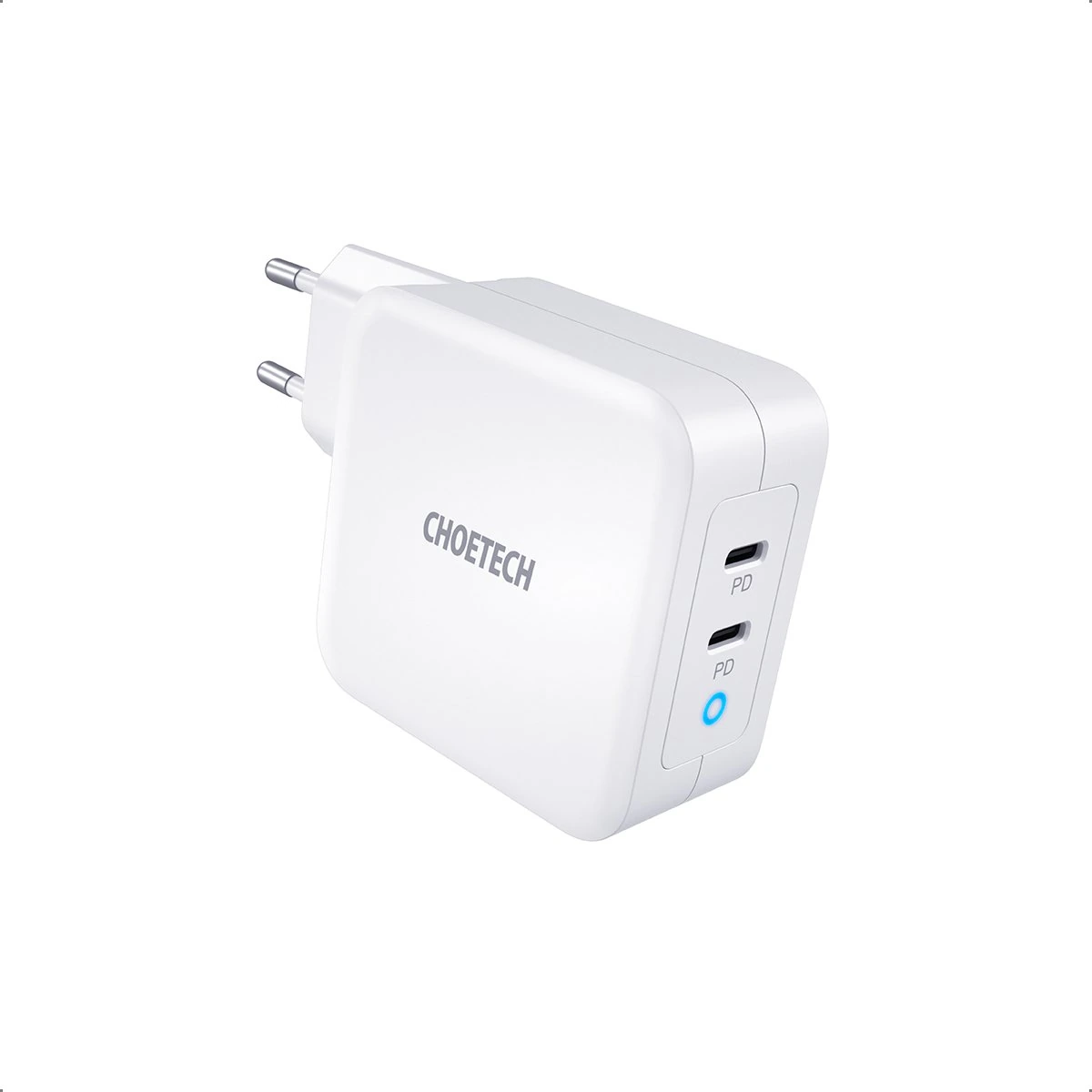 Choetech 100W USB C PD GaN Dual USB Type C Charger For MacBook and Phones with Type C to C Cable – White – PD6008