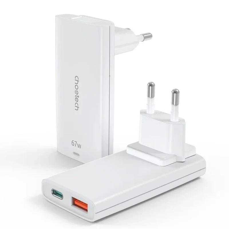 Choetech PD6011 67W Dual-Port Portable GaN Adapter EU Plug – White