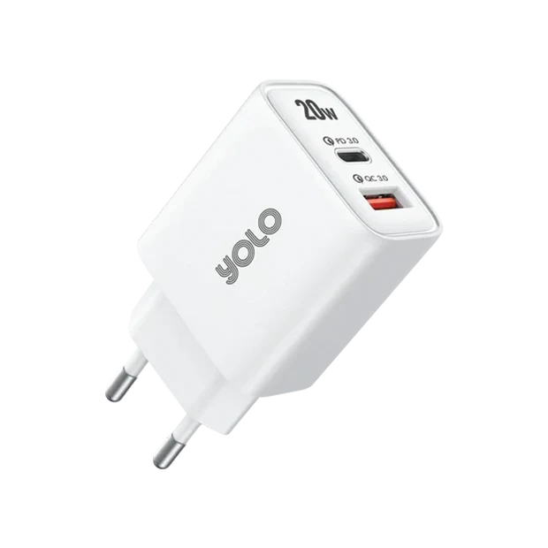 Yolo Dual Port 20w Super Fast Charger With Data Cable – Y-201