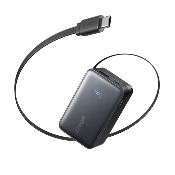 Anker Nano PowerBank 10000mAh 45W with Built-In Retractable USB-C Cable – A1638